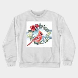 Winter cardinal wreath snowy scene Crewneck Sweatshirt